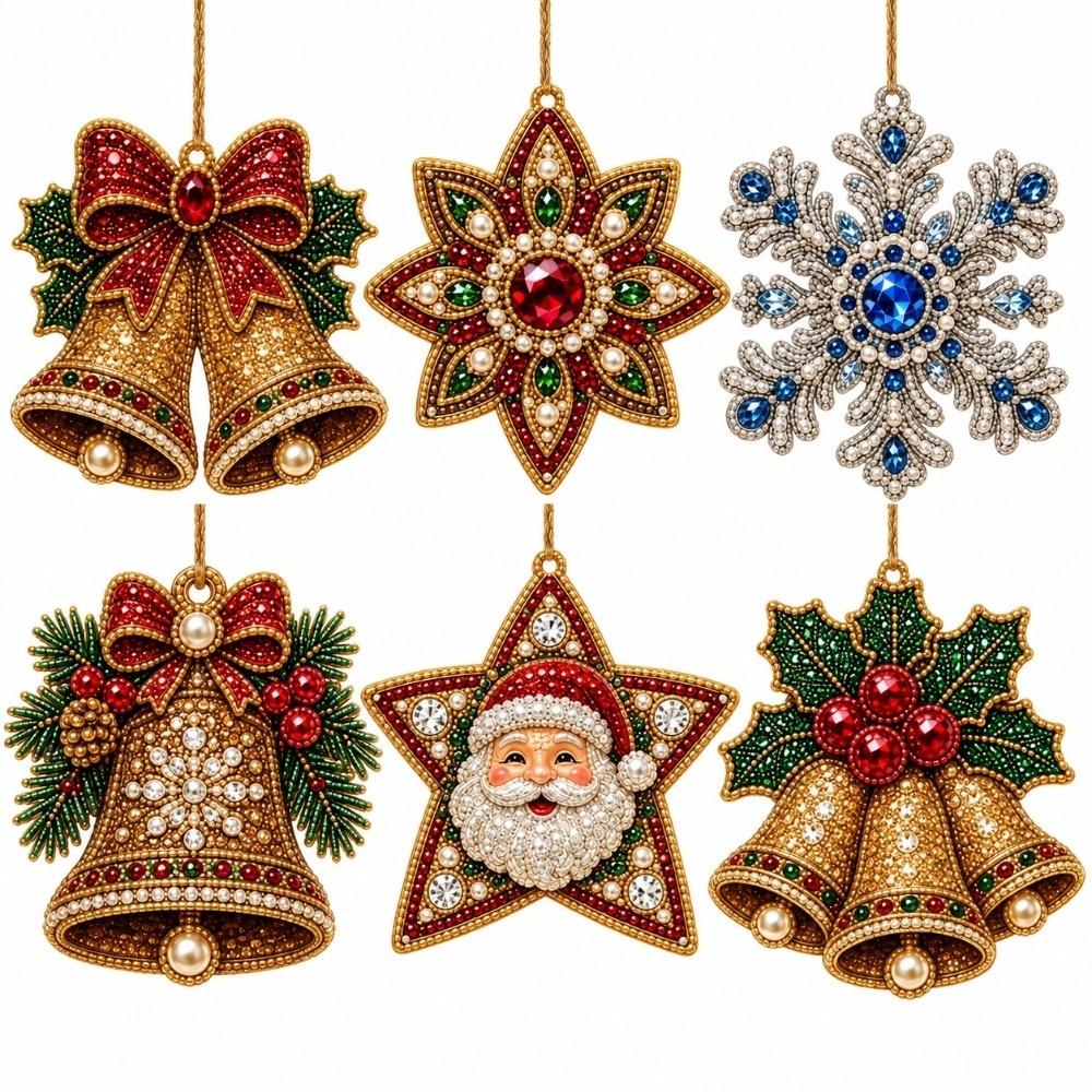 6pcs/set 3D Pearl Beads Pearl Diamond Painting Kit DIY Pendant Kit  Christmas Festival