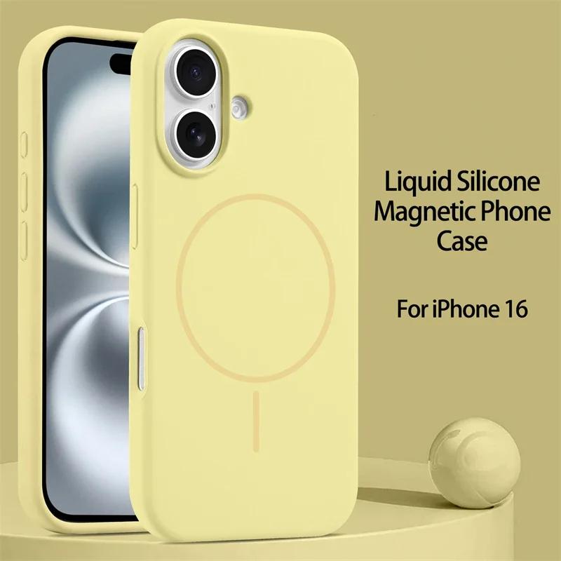 Luxury Liquid Silicone For Magsafe Case For iPhone 16 15 14 13 12 Pro Max Plus Magnetic Wireless Charging Soft Cover