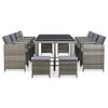 13 Piece Garden Dining Set with Cushions Poly Rattan Gray