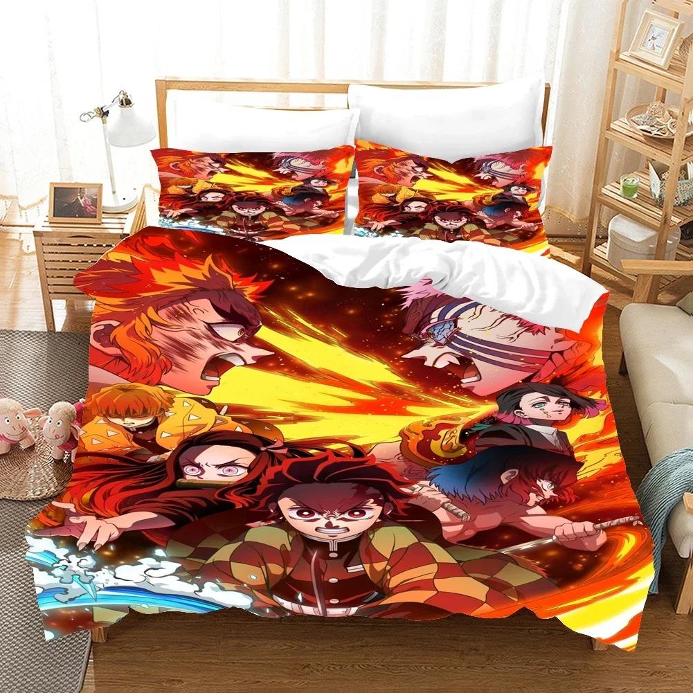 Fashion 3D Print Anime Ghost Killing Blade Bedding Sets Duvetcover Set With Pillowcase Twin Full Queen King Bedclothes Bed Linen