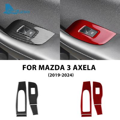 Real Soft Carbon Fiber Sticker For Mazda Axela 3 BP 2019-2025 LHD RHD Car Front Door Window Lift Panel Interior Trim Accessories