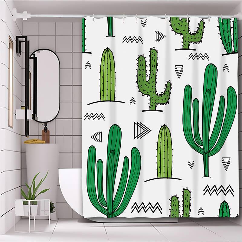 Rideau de douche pour salle de bain Cactus Nain Tissu Imperméable Rideau de salle de bain avec 12 crochets Tournesol Décoration de maison Livraison gratuite