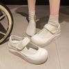 Eleganckie Temperamentne Buty Damskie Mary Jane Brzydkie Duża Głowa Grube Dno Rzep Małe Białe Buty Buty Deskorolkowe