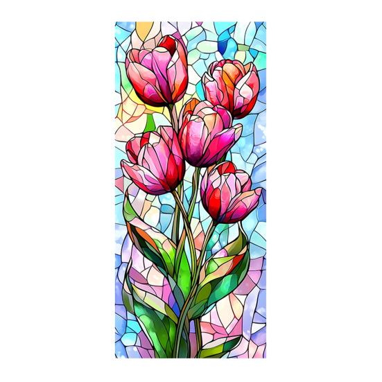 Yousheng Window Privacy Film Stained Glass Floral Static Window Cling Decorative UV Blocking Heat Control Glass Sticker for Glass Doors