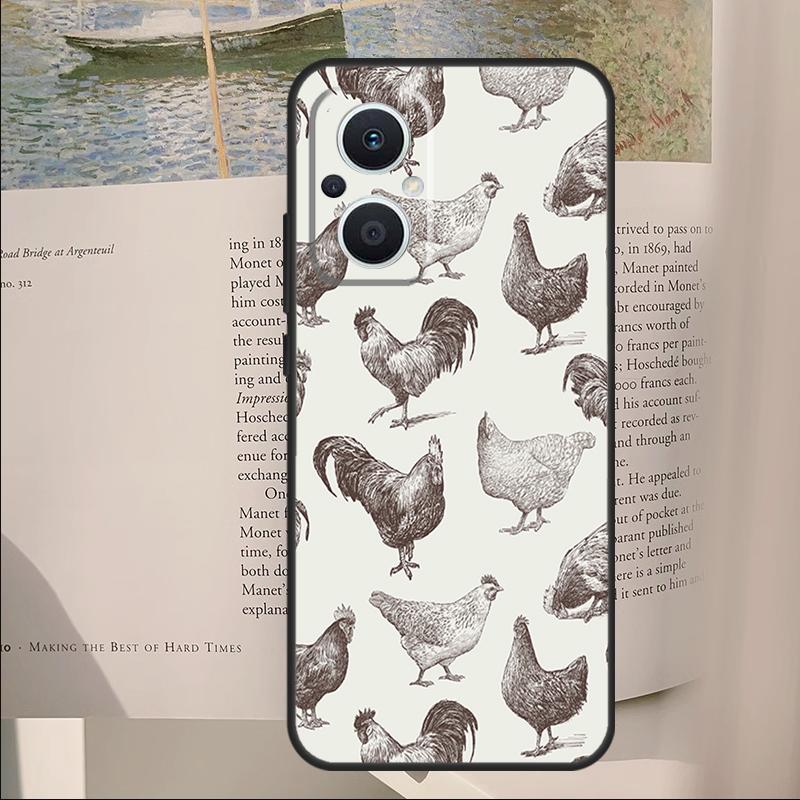 Chicken Pattern Cover For OPPO Reno 7 8 Lite 11F 12F 13F 14F 10 11 12 13 14 Pro OPPO Find X6 X8 X9 Pro Case