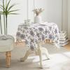 Cotton And Linen Small Fresh Navy Blue Small Flower Round Tablecloth Household Living Room Homestay Decoration Fringed Tablecloth