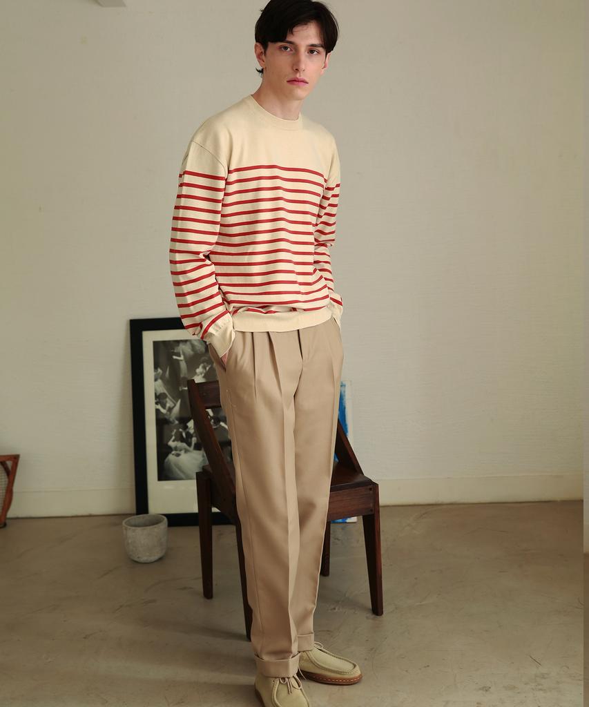 BELLIEF Wool Soft Two Tuck Adjust Pants (Beige)