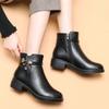 2024 New Autumn and Winter Versatile Fashion Boots Round Toe Solid Color Chelsea British Style Pu Solid Color Women's Boots