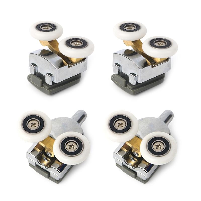 Set of 4 Curved Shower Door Rollers 23/25mm Top and Bottom Shower Glass Door Wheel Quiet Shower Door Pulley Replacement