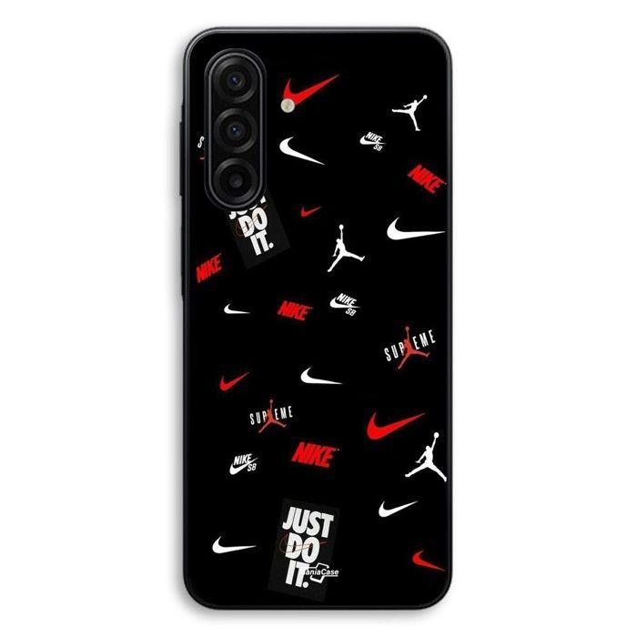 Phone Case - MANIACASE - Samsung Galaxy A27 - TPU Silicone - NIKE JORDAN White/red Pattern - Black