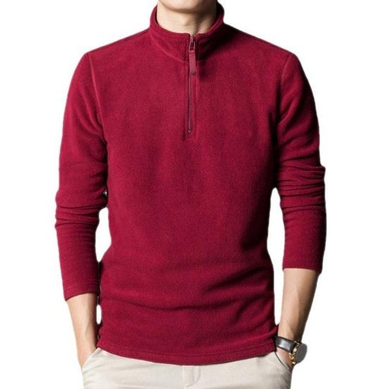 Sweatshirt Zipper Stand Collar Long Sleeve Thick Polar Fleece Solid Color Long Sleeve Neck Protection