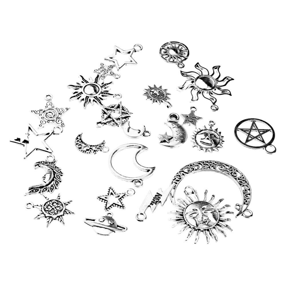 Pack Sun Moon Star Charm hängsmycke för DIY halsband armband smycken gör