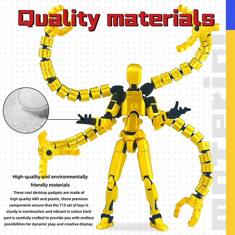 Assembly Completed 5.2In T13 Action Figure 3D Printed Multi-Jointed Movable Titan 13 Lucky Dummy Nova Robot Action Figure Gifts