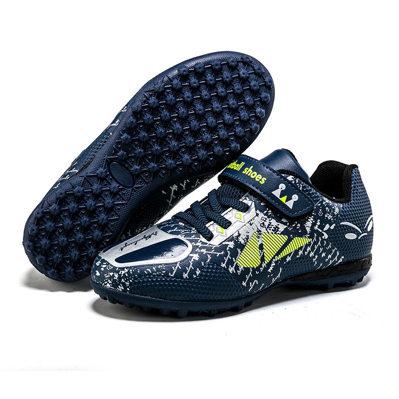 Printemps et Automne Nouveaux Chaussures de Football pour Garçons et Filles Enfants Jeu Extérieur Gazon Entraînement Chaussures de Sport Crampons Cassés Velcro Chaussures de Course