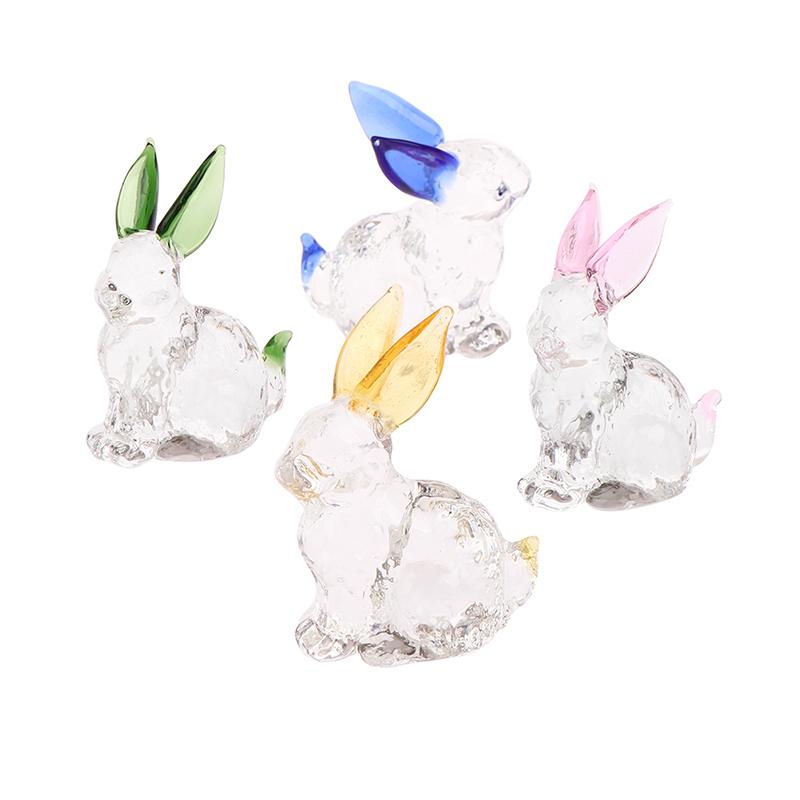 Kaninchen Glas Tier Hase Statue Figuren Garten Miniatur Ornament