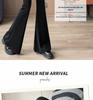 Petite Women's 2026 Spring Black High-Waisted Slim Flared Suit Pants