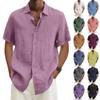 Designer Frühling Sommer Herren Casual Baumwolle Leinen Einfarbig Kurzarm Hemden Lose Hemden