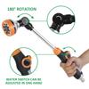 47cm Water Sprayer Nozzle Long Rod Garden Sprinkler with Adjustable Head 8 Spray Modes High Pressure Irrigation Hose Nozzle