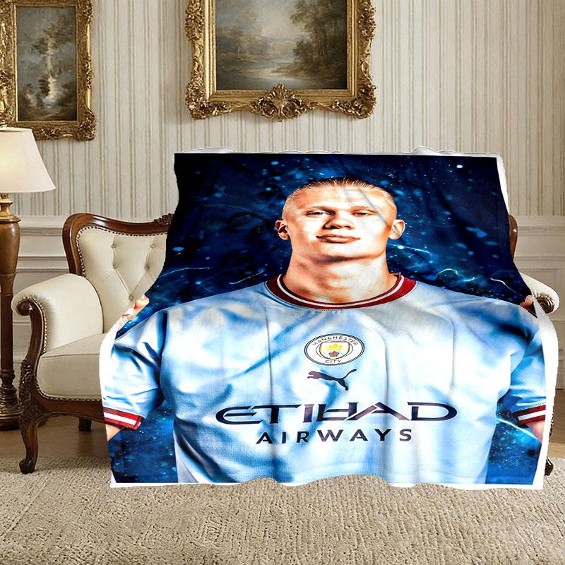 1 stuks Digitale Print Plaid, Erling Haaland Deken voor Thuisgebruik, Warmte voor Alle Seizoenen, Kerst- en Valentijnsdag Cadeaudeken