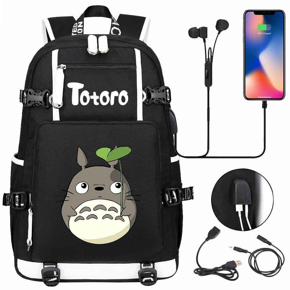 Anime Molntryck USB-ryggsäck för Tonåringar Studenter Casual Stor Kapacitet Resa Dagryggsäck
