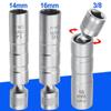 Nieuw 14 mm 16 mm bougie universeel scharnier, dunwandige en magnetische flexibele eindsleutel, autoreparatietool 12-punts demontage- en reparatietool