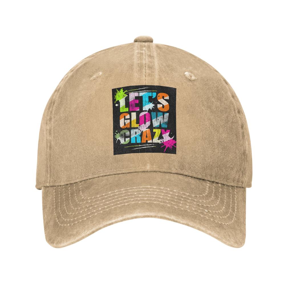 Let's Glow Crazy Neon Party Licht Rave Gewassen Denim Pet Casual Baseballpetten Verstelbare Pet Zomer Unisex Baseballpetten