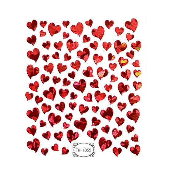 Nail Heart Sticker Non-Fading Self-Adhesive Non-falling Removable DIY Gloss Valentines Day Nail