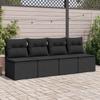 2 Piece Garden Sofa Set with Cushions Black Poly Rattan
