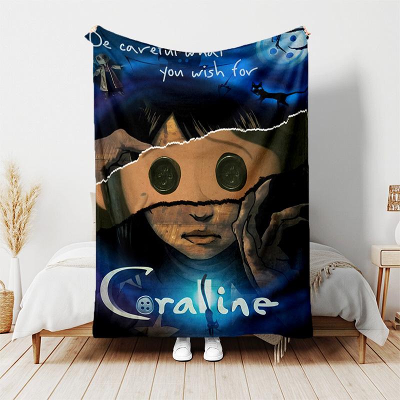 1pc Blanket - Coraline Print Design, Lightweight Blanket for Sofa, Bed- Soft &Warm, Gift for All Seasons