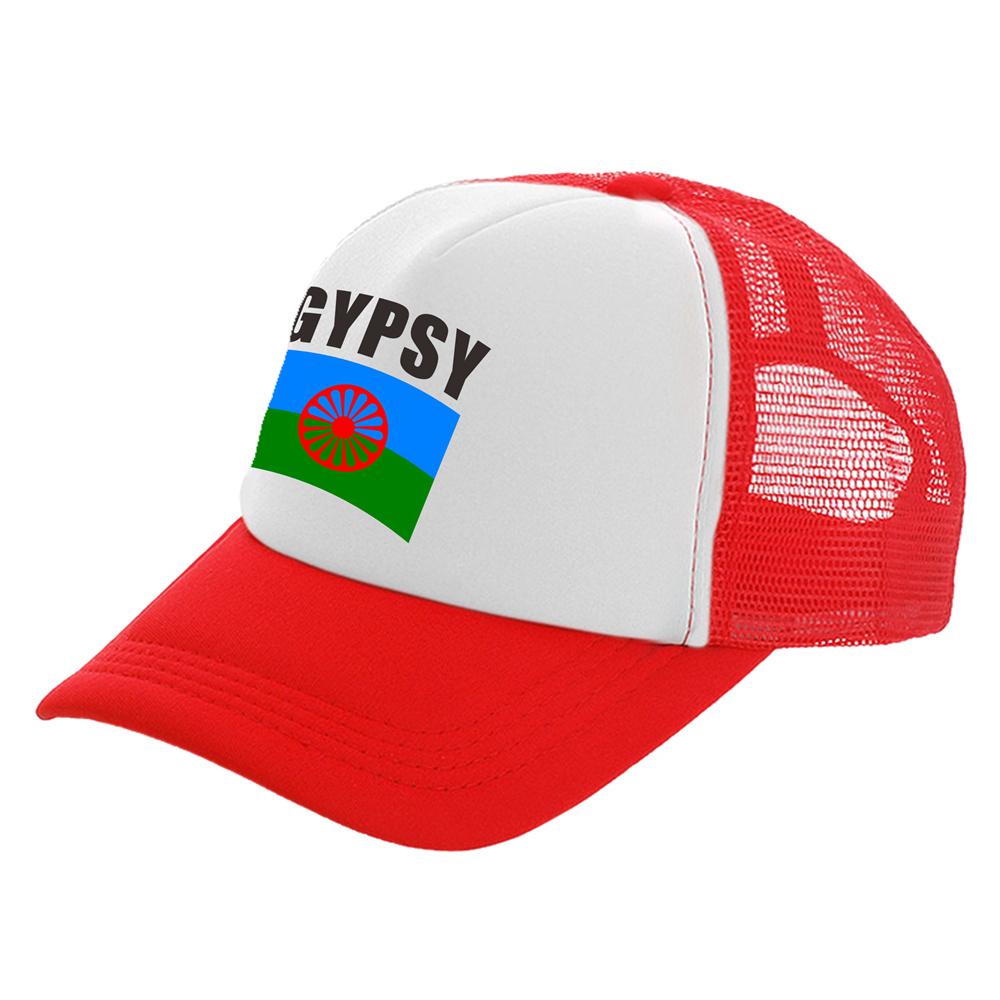 Rom Gypsy Romani Trucker Caps Unisex Country Flag Hat Baseball Cap Cool Summer Unisex Mesh Net Caps
