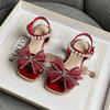 Children Fashion Girls Sandals Open-toe Low Heels Versatile Kids Princess Mary Jane Shoes for Party Wedding Shows 2024 Summer