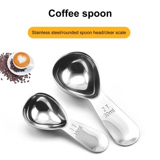 Linguriță de măsurare din oțel inoxidabil pentru cafea, lingură de 15/30 ml pentru cafea măcinată, zahăr, condimente, instrument de măsurare pentru gătit cu mâner scurt