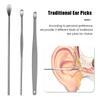 Portable Ear Wax Removal Kit 6Pcs Stainless Steel Ear Pick Spiral Cleaner Tools Set with Keychain Storage Bag for Travel