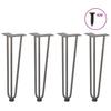 Hairpin Table Legs, 4 Pcs., Natural Steel, 42 Cm, Solid Steel