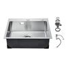 55cm Kitchen Sink Workstation, 304 Stainless Steel Top Mount Sinks, Drop-In Single Bowl Farmhouse Basin with Accessories