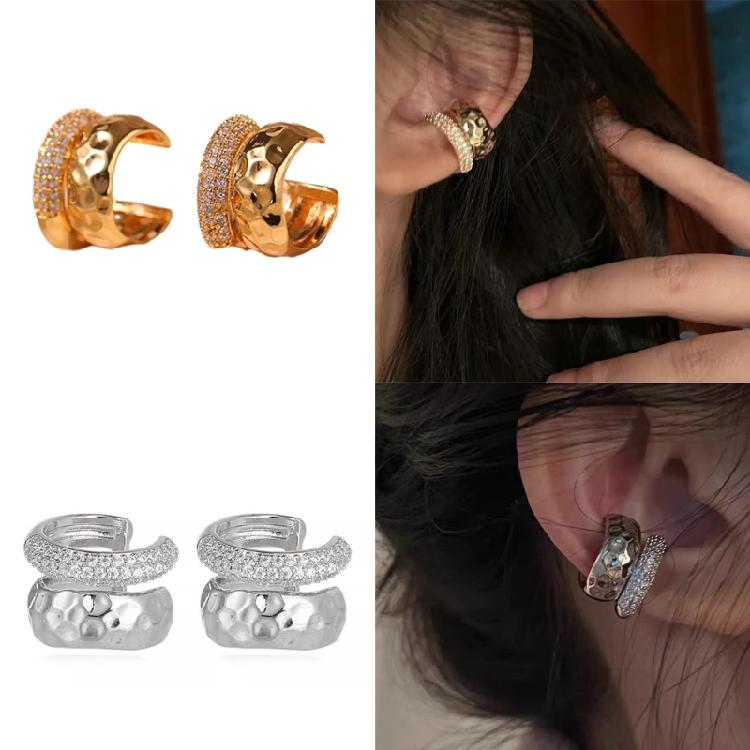Delicate Geometric Shape Ear Clip Ornament Sparkling Zircon Inlayed Ear Cuffs
