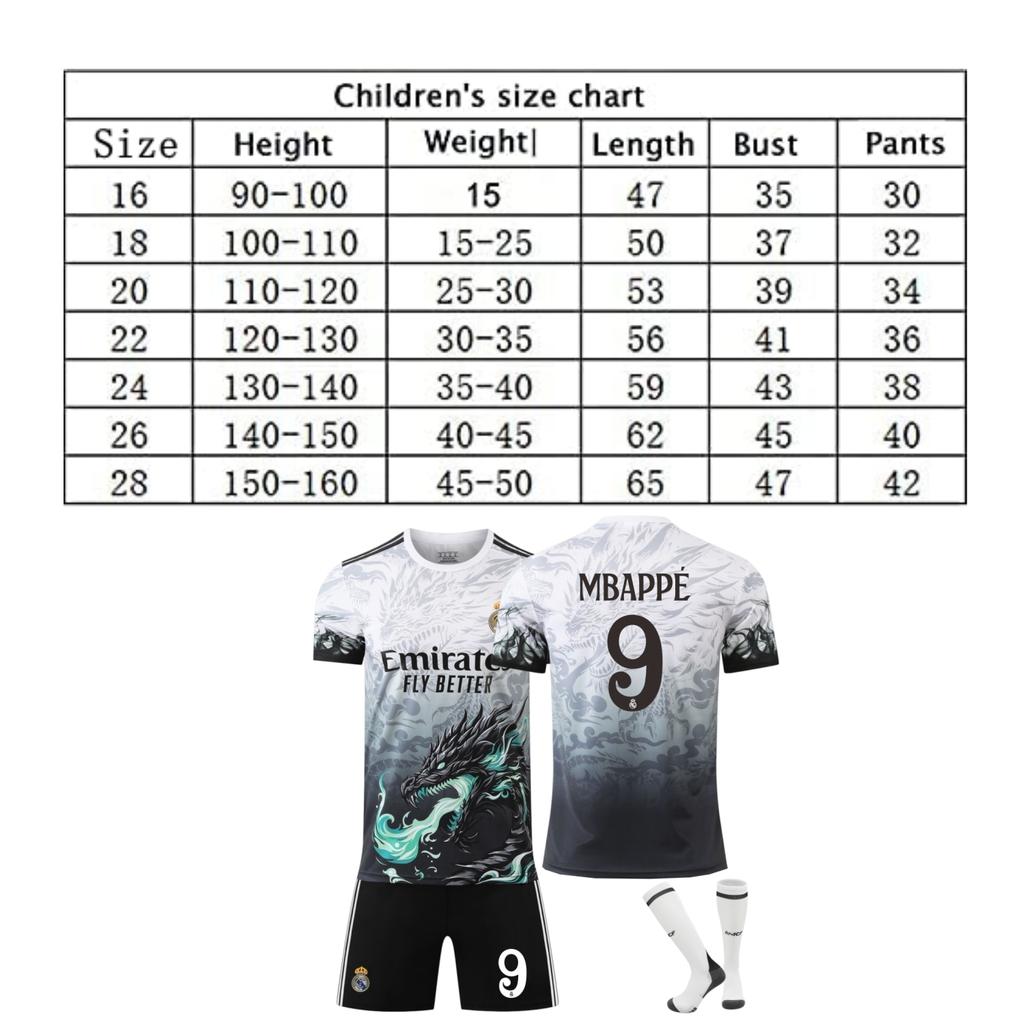 Kids Real Madrid Mbappe Commemorative Football Jersey Set YSHT Polyester 120-130 cm Multicolor