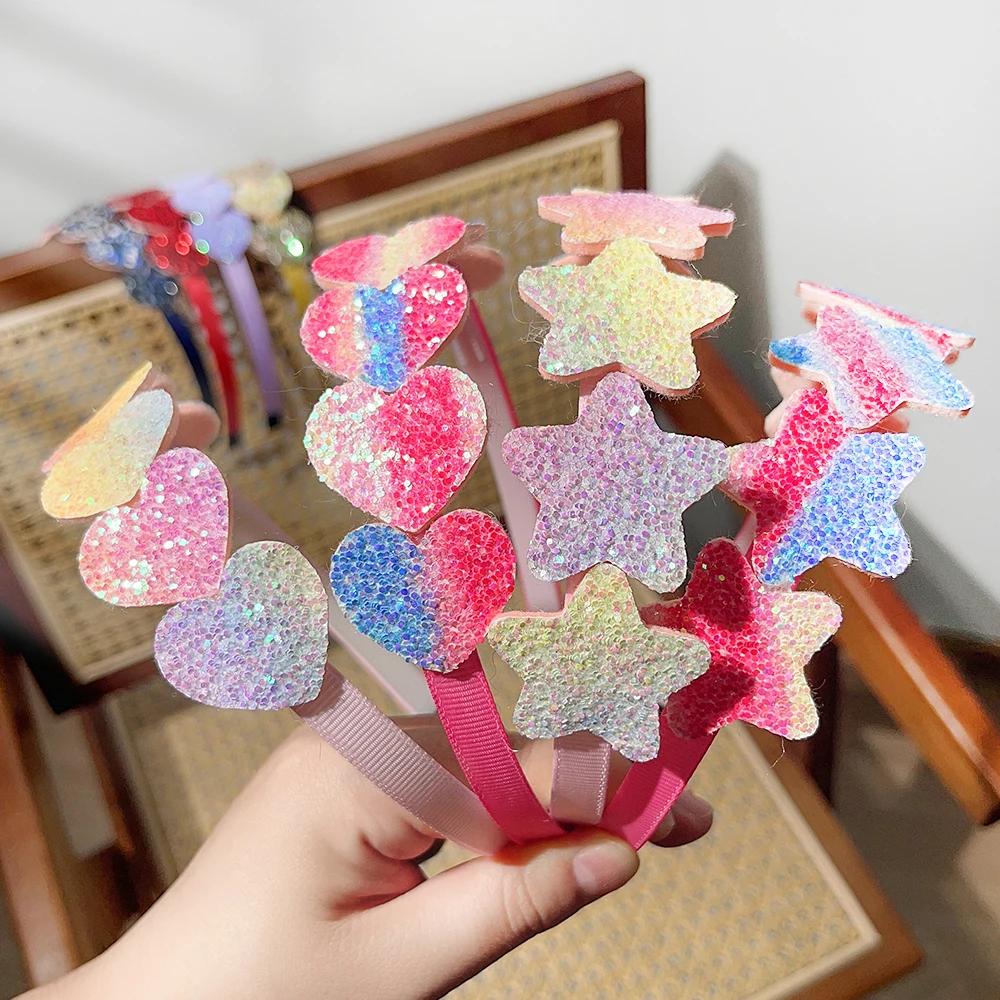 1 stuks Mode Glitter Kinder Haarband Leuke Strik Sterren voor Hoofdband Meisjes Schattige Kleuren Haar Tiara's Haarbanden Haar Accessoires Cadeaus