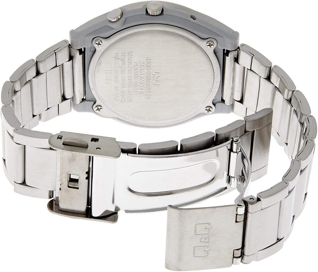 Чоловічий аналоговий радіокерований сонячний годинник Citizen Q&Q HG12-204 Білий циферблат Металевий браслет Водонепроникність 10 ATM