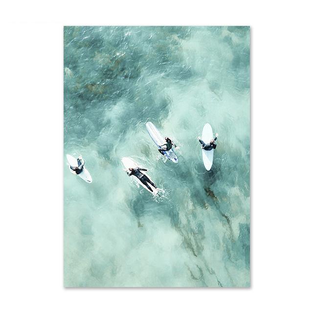 Nordic Sea Landscape Beach Palm Tree Surf Reef Wall Art Painting Canvas Print Wall Poster Prints Wall Pictures Home Decoration