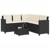 Vidaxl Garden Corner Sofa With Cushions And Table, Pe Rattan, Black