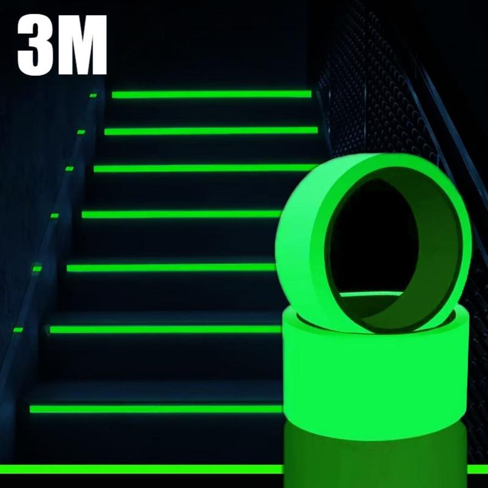 3M 2 buc. bandă luminoasă fluorescentă noapte autoadeziv care strălucește în întuneric autocolant siguranță securitate decorarea casei scări benzi de avertizare