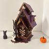 3D Holzpuzzle-Bausatz DIY Holzpuzzle Spukhaus-Modell Leuchtendes Halloween-Geisterfest-Haus für Party-Tischdekoration