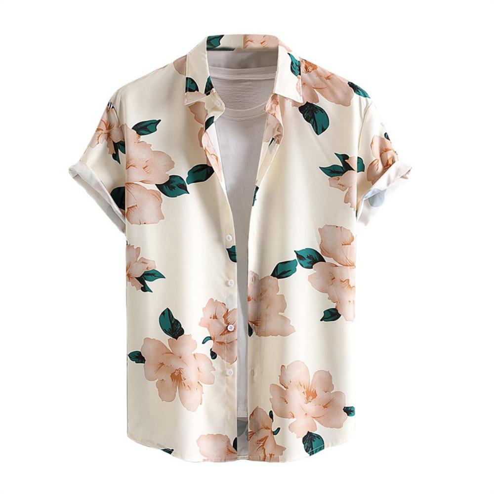 Retro Hawaïaanse Bloemenhemden Voor Mannen Zomer 3D Print Planten Bladeren Korte Mouwen Knopenhemden Strand Tops Blouse Kleding