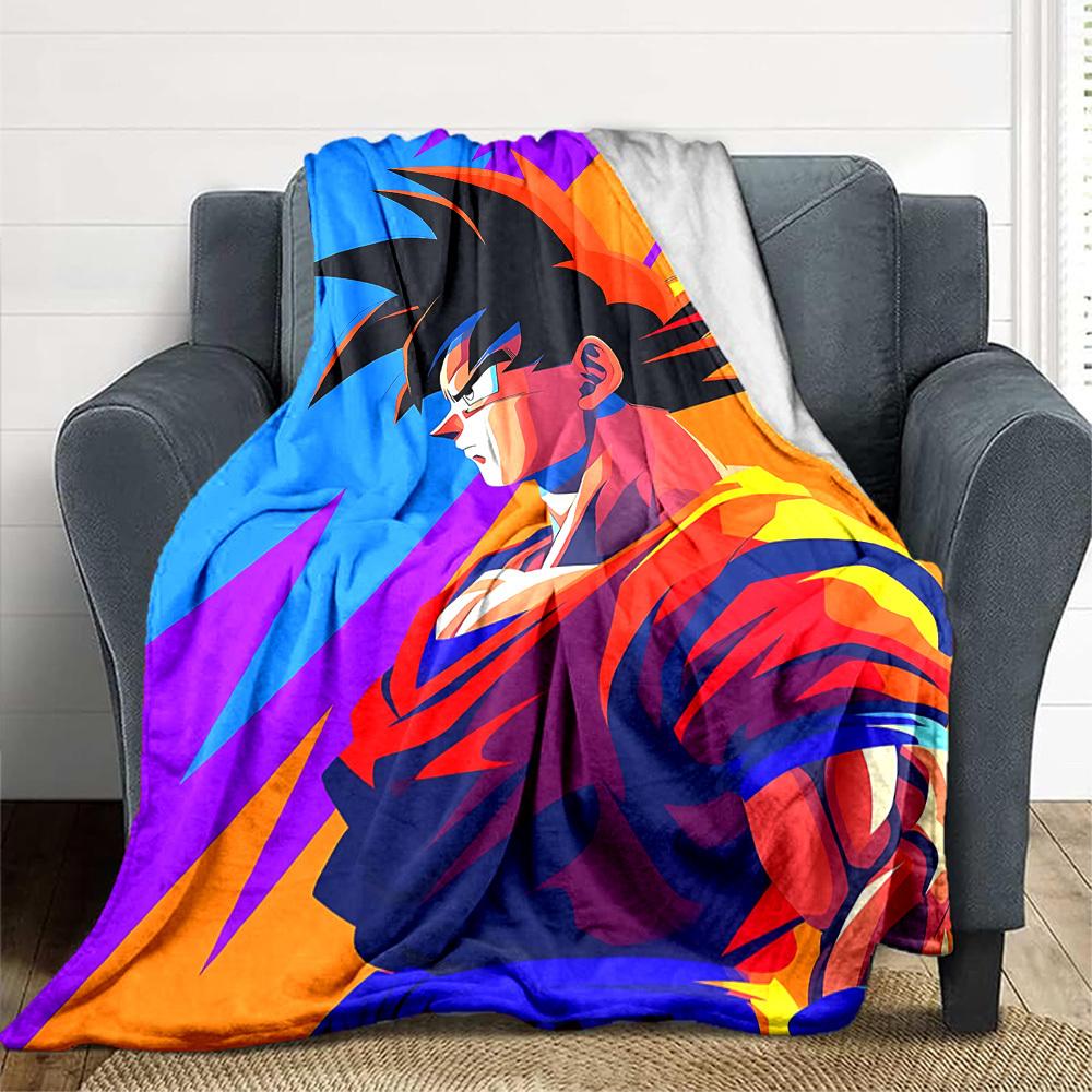 1pc Dragon Ball Z Flannel Blanket [Cozy Throw Blanket] For Sofa, Bed, Travel, Camping, Livingroom, Office, Couch, Chair, And Bed