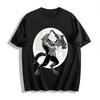 Vintage Werewolf Playing Saxophone Cool Print Casual Top Pure Cotton T-shirt