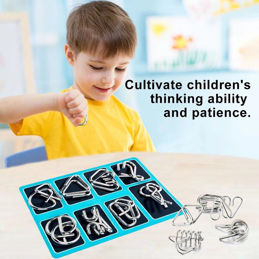 Montessori Serie 8 Stuks Metalen Educatief Speelgoed - Intelligentie Interactief Spel Ontgrendel Widgets Kinderen Stressverlichting Uniek Speelgoed