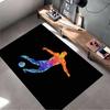 Colorful Soccer Player Illustration On Black Background Non-slip Rug Suitable for Living Room and Bedroom Sofas