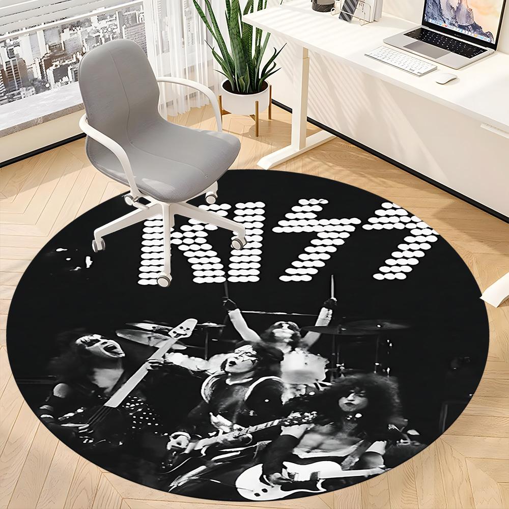 1pc KISS Rock Office Round Area Rug, Under Office Chairs Bedroom Living Room Home Decor A1016303