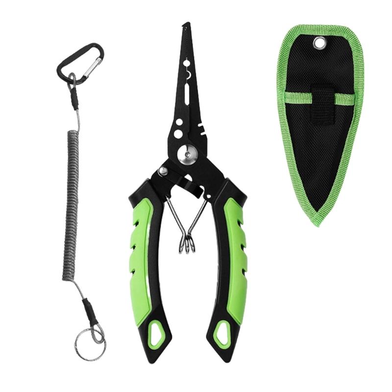 Plier Fishing Plier Fishing Tackle with Sheath and Coiled Lanyard Fishing Multitool Hook Remover Braided Line Cutter